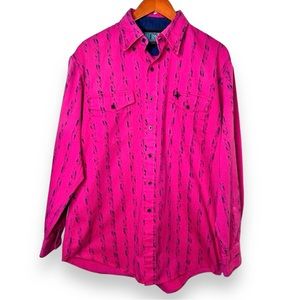 Lone Roo by Roper Vintage Pink Western American Button Down Shirt Jacket Large